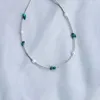 Choker Eenvoudig Klassiek Goud Zilverkleurig Rocailles Korte Ketting Natuurlijke Parel Malachiet Versiering Kraag Zomer Strand Sieraden