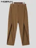 Pantalons pour hommes mode bien ajusté pantalons plissés croisés pour hommes mode décontracté mâle solide confortable taille haute pantalon S-5XL INCERUN 230420