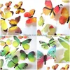 Muurstickers Groothandel Gekwalificeerde muurstickers 12 stuks sticker sticker home decoraties 3D vlinder regenboog pvc behang voor woonkamer roo Dhn6J