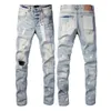 Ksubi Jeans Designer Mens Purple Jeans Ripped rakt vanliga jeans tvättade gamla långa svarta jeans staplade jeans G1pm#