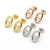 5 Styles stud oval pig nose earrings rose gold silver designer jewellery small studs men women