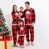 Famille correspondant tenues 2023 ensemble de pyjamas de Noël maman papa enfants haut à capuche pantalons longs costume de maison bébé barboteuse look de noël 231118