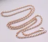 Chaînes Véritable Or Rose 18K Collier Femme Rolo Chaîne Femme 3.2mm 60cm / 24inch Cadeau Collier Bijoux Homme