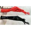 Sexy Wetlook elastische lange PU Frauen Punk Fetisch Kunstleder Handschuhe Clubwear heiße erotische Catsuit Cosplay Dessous Kostüme