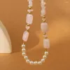 Pendentif Colliers Français Simplicité Pierre Naturelle Imitation Perle Collier Pour Femmes Niche Design Ornement Polyvalent