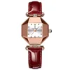 Armbanduhren 2023 Luxus Quarzuhr Mädchen Elegante Mode Rotes Zifferblatt Wasserdichte Damen Lederuhren Frauen Hohe Qualität Zegarek
