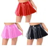 Jupes Femme A-Line Mini jupes courtes en cuir de latex brillant Minijupe évasée avec fermeture à glissière Club Bar Pole Dance Performance Costumes 230420