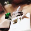 Cluster Rings Creative Colored Gemstone Women Ring Simulating St. Mary's Green Hummingbird 925 Stamp Wedding Party Fashion Jewellery