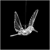 Party Decoration Cute Acrylic Transparent Bird Crystal Pendant Party Decoration Romantic Wedding Celebration Blue Hummingbird Aerial S Dhfdx