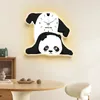 Wall Clocks Panda Clock Living Room Porch Decorative Painting Lamp 2023 Online Celebrity Punch-free Silent Wall.