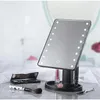 Kompaktowe lusterka 16/22 diody LED Makeup Makeup Z LED Regulowane lekkie lustro kosmetyczne oświetlone próżność lustro espejo de maquillaje de mesa 231120
