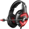 Auricolari per cellulare ONIKUMA Cuffie K1Gaming Cuffie da 3,5 mm Cuffie da gioco con audio surround LED ROSSO con cancellazione del rumore Microfono per PC YQ231120