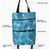 Storage Bags Household Portable Folding Roller Shopping Bag Basket Non-Woven Pouch Blue Picnic Foldable Reusable Eco Large With Wheels