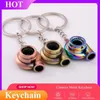 Keychains 1pc Rotertable Mini Turbine Turbocharger Keychain Car Modification Metal Auto Ring Keyring Stylish Accessories