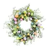 Decorative Flowers Eucalyptus Wreath Pendants Hanging Colorful Egg Garland For Window Holiday