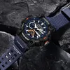Armbandsur Lige Top Luxury Original Sports Wrist Watch for Men Quartz Silicone Waterproof Dual Display Military Watches Relogio Masculino