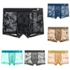 Cuecas sexy homens boxer malha transparente bolsa baixa ascensão briefs ultra-fino respirável leve casual roupa de banho