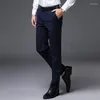 Herenpakken Autumn Men Zitgang van hoge kwaliteit Hoge kwaliteit Black casual broek voor heren Business Business Slim Fit mannelijk pakbroeken Herenkleding