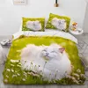 3D -sängkläder set vit täcke täcke täcke set compefer säng linnet kudde king drottning 140*210 cm storlek hundar husdjur katt katt design 210319stransparent telefon