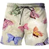 Shorts masculinos 2023 Est 3D Cartoon Borboleta Impressão Homens Praia Quick Dry Bermuda Surf Natação Troncos Engraçados Verão