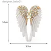 Pins Brooches Wuli baby Classic Rhinestone Angel Wings Brooch Pins 3 Colors 2021 Sparkling Jewelry Gift Feather Designer BroochesL231120