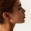 Pendientes de aro DEAR-LIFE estilo IG de acero inoxidable chapado en oro Irregular ancho alto pulido en forma de C joyería de moda para mujer
