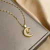 Chains Gold Color High Quality One Layer Chain Necklace For Celebration Gifts Women Jewelry Moon Pendant Design