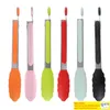 9 pouces silicone résistant à la chaleur alimentaire pince cuisine outil antidérapant épaissir pince à pain servant gâteau pinces en acier inoxydable barbecue outils accessoires