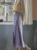 Jupes Femmes Jupe D'été Solide Mode Jupe Taille Haute Jupe En Satin De Soie Surdimensionné Coréen Casual Irrégulier Longue Jupe Office Lady P230420