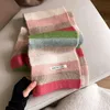 Rainbow Striped Mohair Scarf for Women's Winter Korean Edition Colored Striped Short Neck for Students Warm Short Scarf in INStyle 231015