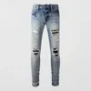 Jeans da uomo High Street Fashion Designer Uomo Retro Pantaloni Hip Hop di marca strappati attillati slim fit blu chiaro Hombre