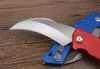 1st hög kvalitet 132 MT Auto Tactical Karambit Claw Knife D2 Satin Blade Blade CNC 6061-T6 Aluminiumhandtag med detaljhandelslådan