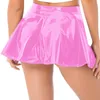 Jupes Femme A-Line Mini jupes courtes en cuir de latex brillant Minijupe évasée avec fermeture à glissière Club Bar Pole Dance Performance Costumes 230420