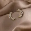 Stud Earrings 2023 Arrival Korean Crystal Trendy Moon Elegant Simple Crescent For Women Metal Jewelry Oorbellen Gift