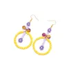 Boucles d'oreilles pendantes enroulées à la main, perles multicolores, pendentif fleur en argile polymère, accessoires de Style vacances pour femmes