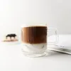 Potrawy kawy 340 ml kubki z kubkiem uchwytu proste korpus grube dolne szklane wodę pionowy pasek zimny ekstrakt latte