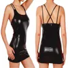 Ropa de fiesta de látex de cuero sintético para mujer, traje de gato con aspecto húmedo fetiche ajustado, lencería erótica de baile en barra, vestido brillante de Pvc