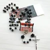 Pendentif Colliers Religieux Crucifix Croix Vierge Marie Médaille Y-Collier Chaplet Vintage Noir Cristal Rosaire Collier Bijoux Béni