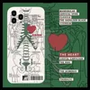 Heart Skeleton Phone Case voor iPhone 13 14 Pro Max 11 12 XS XR 7 8 Plus Creative Shockproof Soft Silicone Phone Case Back Cover