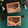 Embrulho de presente 12pcs Casar o Natal Kraft Paper Box Window Candy Packaging