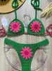 Damen Bademode Frauen Micro Bikini Sets Sexy Blume Mujer Häkeln Badeanzug Einstellbare Cup Beachwear Maillot De Bain Femme Badeanzug