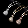 925 Sterling Silver Womens Money Bag Pendant Necklace Rose Gold Dollar Sign Charm Full CZ Cubic Zircon Hip Hop Choker Smycken Aesthetic Crystal Collar Personaled