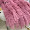 Jupes Irrégulière Tulle Longue Jupe Femmes Vintage Gothique Taille Haute Midi Jupe Style Coréen Doux Maille Fluffy Tutu Jupe Femme Jupe Falda P230420