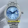 Męskie automatyczne mechaniczne zegarki 3235 40 mm cyfry arabskie Ice Blue Dial Zegarki Składane zapięcie Wodoodporna konstrukcja Biznesowe zegarki na rękę 228236 BP Factory