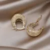 Hoop Earrings Korea's Design Fashion Jewelry 14K Gold Plated Brushed Metal U-shaped Bag Elegant Women's Daily Work Accessories