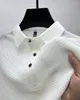 Polos męski wysokiej klasy jedwabna jedwabna elastyczna koszulka polo Trend Trend Trend Oddychający odzież Luksusowy top