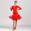 Stage Wear Robes de danse latino-américaine Salsa Jupe Top Robe Vêtements Costume moderne Rouge