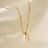 Pendant Necklaces Youthway Natural Freshwater Pearls Stainless Steel Chain Gold Color PVD Plated Necklace For Women Waterproof Jewelry