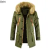 Herrjackor Herrstorlek Huven Faux Päls krage Jacka Vinterbomull Ner Outwear Coats 231118