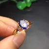 Klusterringar fina smycken real 18k rosguld AU750 Natural Tanzanite Gemstone Female for Women Ring